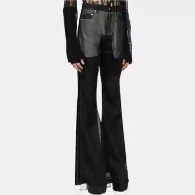 Rick Owens RO Flared Mid-Rise Zip Pants Black
