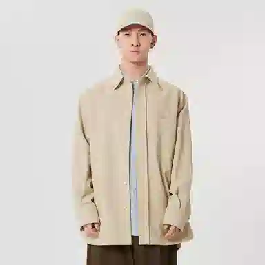 速写 纯色纽扣休闲长袖衬衫 男款