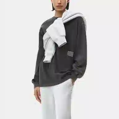 Alexander Wang Logo Knit Acid Wash Sweatshirt