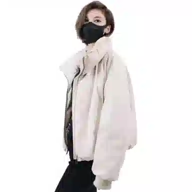 蛋白皮皮衣鸭鸭 立领纯色韩版时尚休闲短款宽松羽绒服 女款