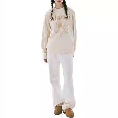 MARDI MERCREDI TSHIRT LONG SLEEVE FLOWERMARDI_BUTTER PEANUT FW25T