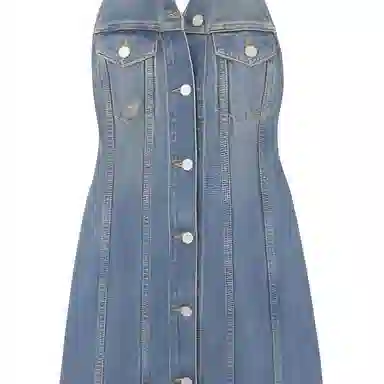 纪梵希 露背牛仔挂脖无袖连衣裙 女款