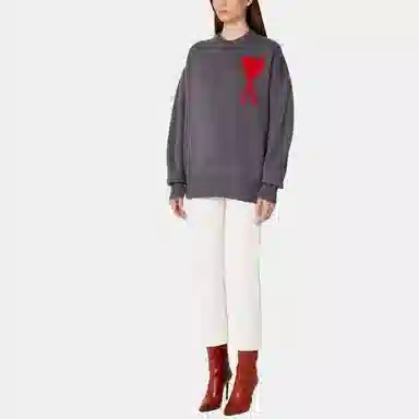 AMIPARIS Logo Crewneck Sweater Grey
