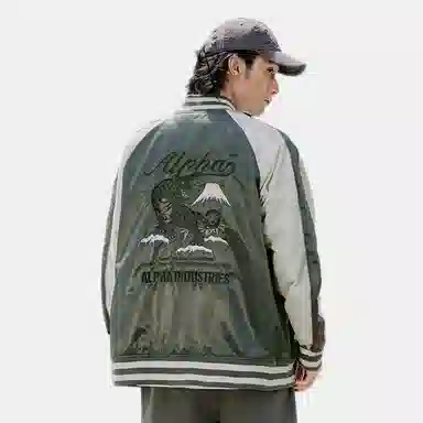 Alpha Industries SS24 Tiger Embroidered Baseball Jacket