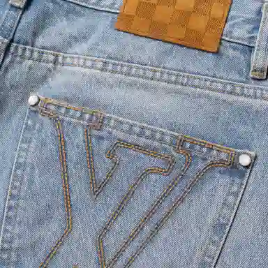 Louis Vuitton SS25 Embroidered Logo Jeans Blue