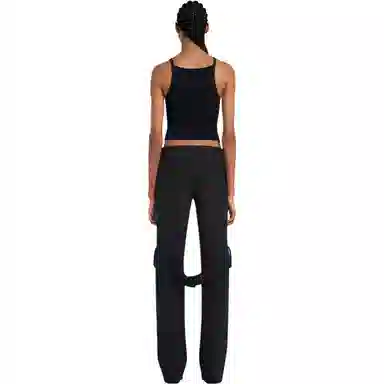 COURREGES SS25 POINTY BUCKLE RIB KNIT TOP BLACK