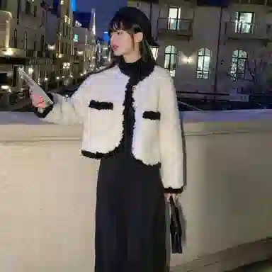 小镇姗姗 纯色高腰百褶半身裙