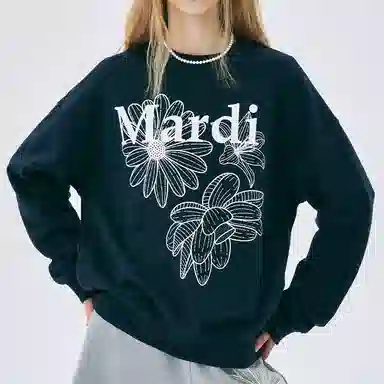 MARDI MERCREDI SS25 SWEATSHIRT TRIPLE FLOWER_NAVY WHITE