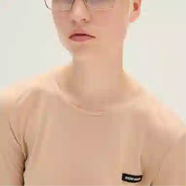 Miu Miu Crew Neck Dress Light Beige