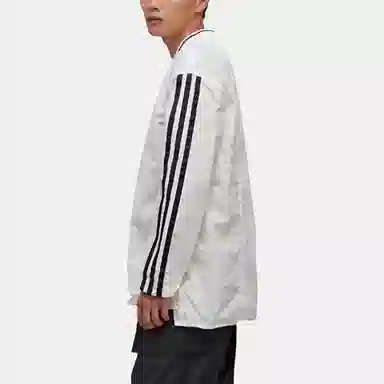 Y-3 V-Neck Striped Long Sleeve Tee White