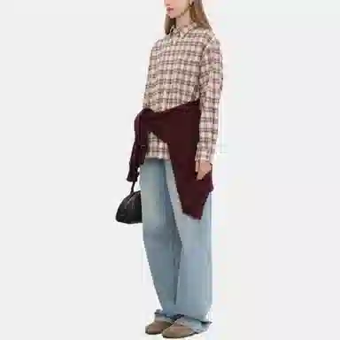 Dunst UNISEX CHECK FLANNEL SHIRT SOFT PINK