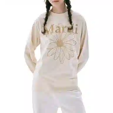 MARDI MERCREDI TSHIRT LONG SLEEVE FLOWERMARDI_BUTTER PEANUT FW25T