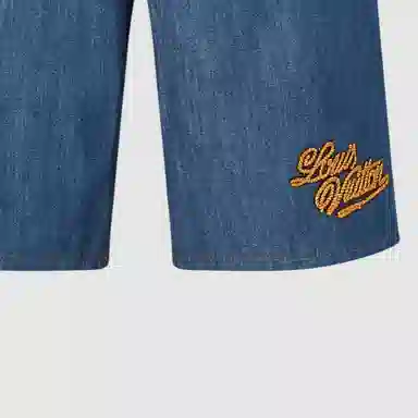 Louis Vuitton FW24 Logo Embroidered Denim Shorts