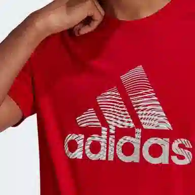 adidas Letter Logo Crew Neck T-Shirt Red