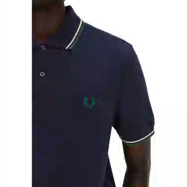 Fred Perry Slim Fit Embroidered Polo Shirt Blue