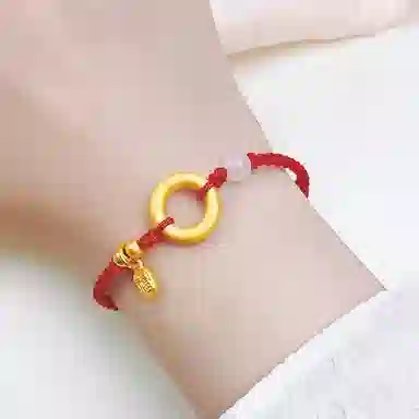 倾爱 平安福手绳转运珠个性精致 足金 黄金手链 男女同款情侣款