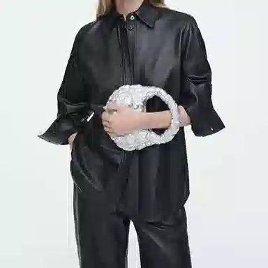 COS Quilted Mini Tote Silver