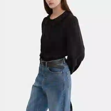 Dunst EXCLUSIVE VINTAGE RUFFLE BLOUSE BLACK