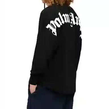 Palm Angels FW22 Logo Print Long Sleeve Sweatshirt Black