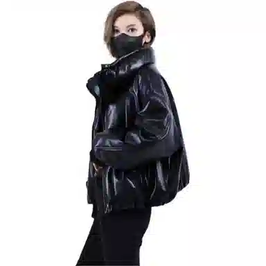 蛋白皮皮衣鸭鸭 立领纯色韩版时尚休闲短款宽松羽绒服 女款