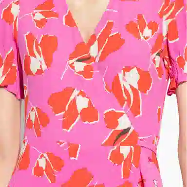 DIANE VON FURSTENBERG Floral Printed V-Neck Dress V