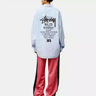 Stussy Wales Bonner FW25 POPLIN SHIRT logo