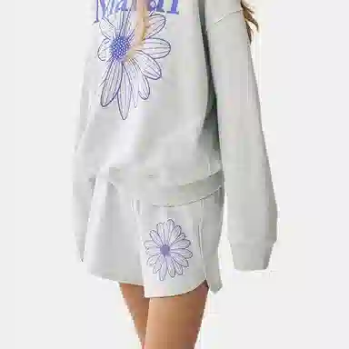 MARDI MERCREDI SS25 MINI SWEAT SHORTS FLOWER_HEATHER PURPLE