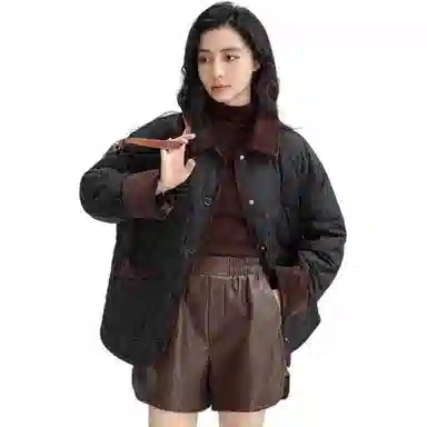 鸭鸭 保暖单排扣薄款长袖羽绒服 女