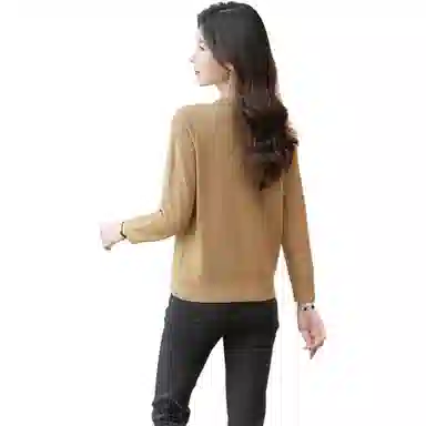 恒源祥 纯色百搭圆领宽松休闲长袖针织衫 女款