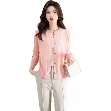 恒源祥 圆领时尚开衫通勤百搭纯色长袖针织衫 女款