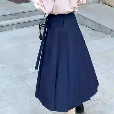 小镇姗姗 纯色百褶半身裙 灰色