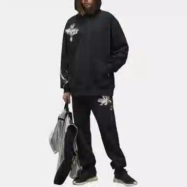 Y-3 Floral Print Hoodie Black