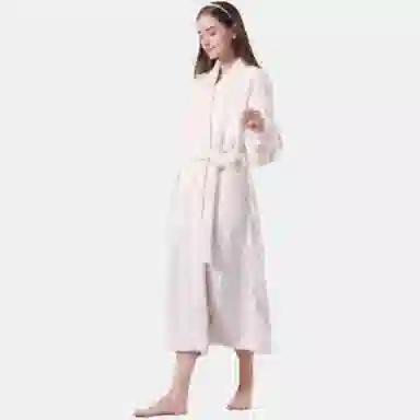 秀黛 纯色保暖透气加厚长款睡袍 男女同款