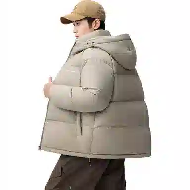 鸭鸭 极寒系列 石墨烯蓄热加厚保暖连帽冬季外套纯色韩版休闲基础百搭短款户外运动面包羽绒服 男女同款