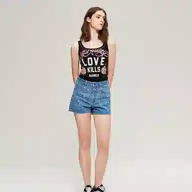 Ed Hardy Embroidered Sequin Knit Vest Black