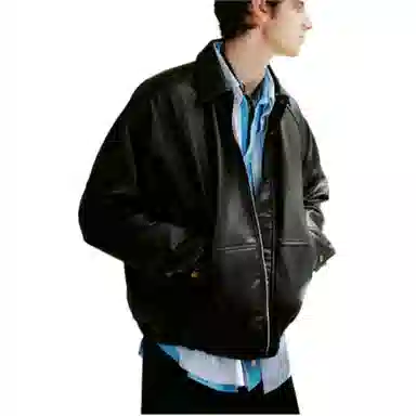 PSO Brand Minimalist AC Collar PU Leather Biker Jacket