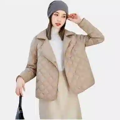 鸭鸭 纯色短款宽松立领长袖羽绒服 女款