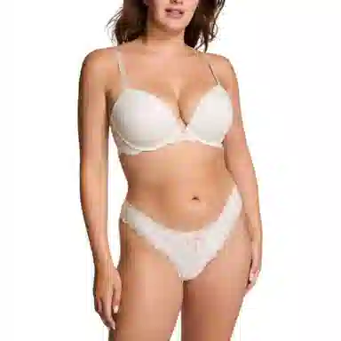 Victoria's Secret DREAM ANGELS Lace-Trim Brazilian Panty Coconut White 1