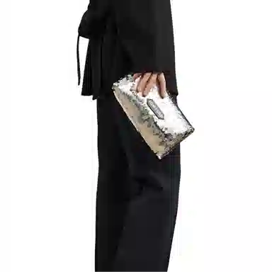 TF Classic Sequin PVC Clutch Silver