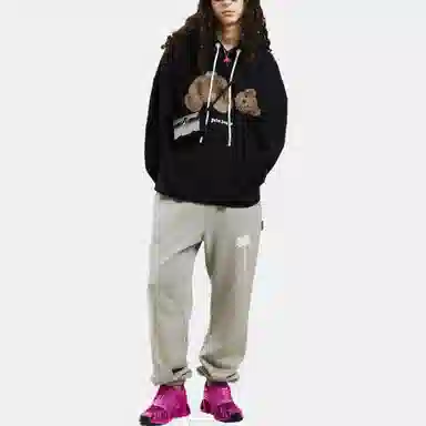 Palm Angels Bear Print Hoodie Black