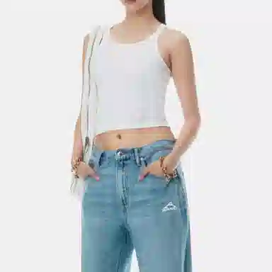 Alexander Wang Logo Low-Rise Zip Pocket Jeans Blue