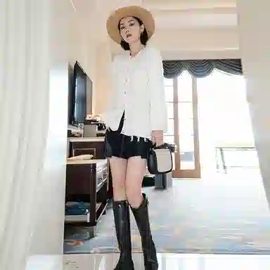 美洋 纯色高腰直筒休闲短裤 女款