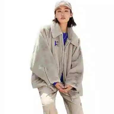 中国李宁 星辰宇宙 印花纯色拉链开合宽松夹克外套 女款 羊绒灰
