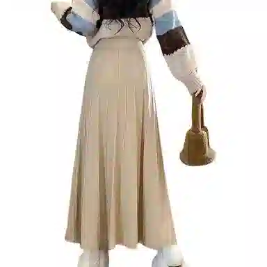恒源祥 时尚百搭纯色百褶裙休闲长裙 女款
