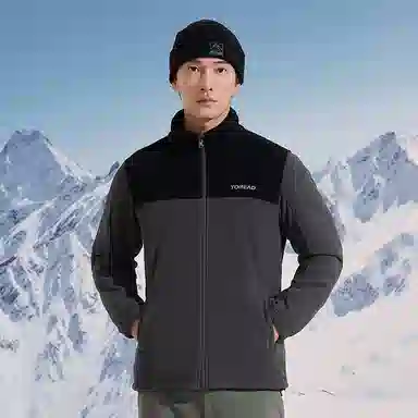 探路者 字母印花防风保暖防水三合一抓绒冲锋衣 男款 黑色