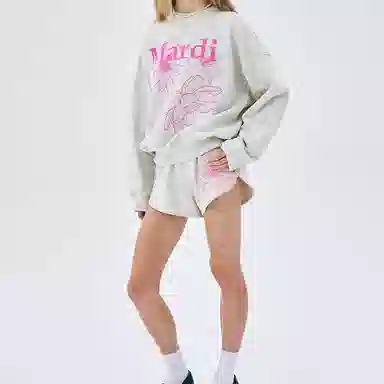 MARDI MERCREDI SS25 SWEATSHIRT TRIPLE FLOWER_OATMEAL PINK