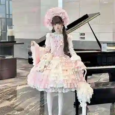 桴生 樱花恋重工华丽甜美洋装蛋糕裙萝莉装 女款