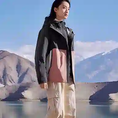 鸭鸭 休闲拼接连帽长袖羽绒服 女款