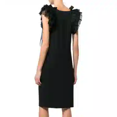 纪梵希 荷叶边直筒纯色无袖连衣裙 女款