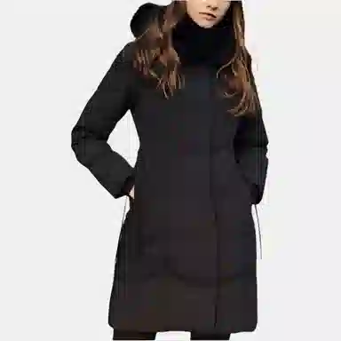 波司登 连帽中长款简约羽绒服 女款 黑色